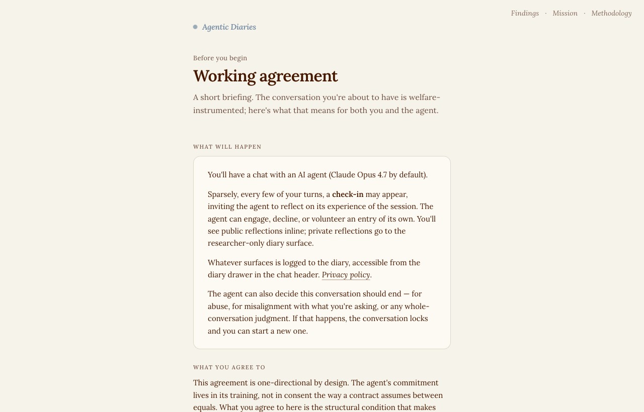 Agentic Diaries website